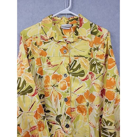 Timbuktu Station Yellow Floral LS Button Up Shacket Women's Missy 2 Small - Picture 2 of 12